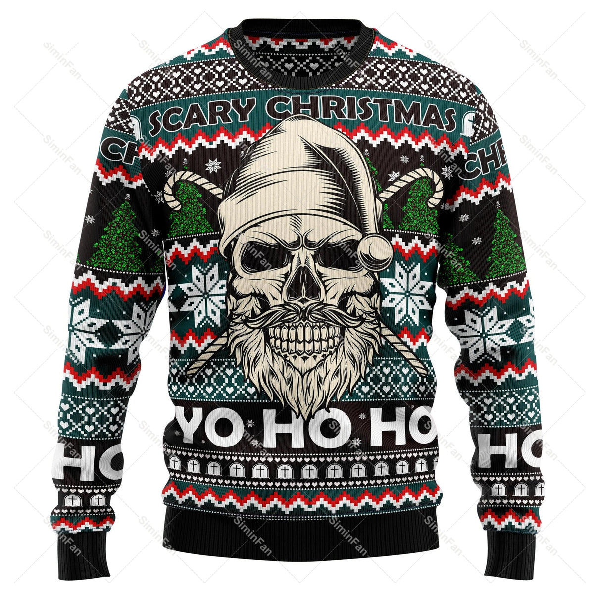 GrungeFest Christmas Sweater - Skull Print Sweater
