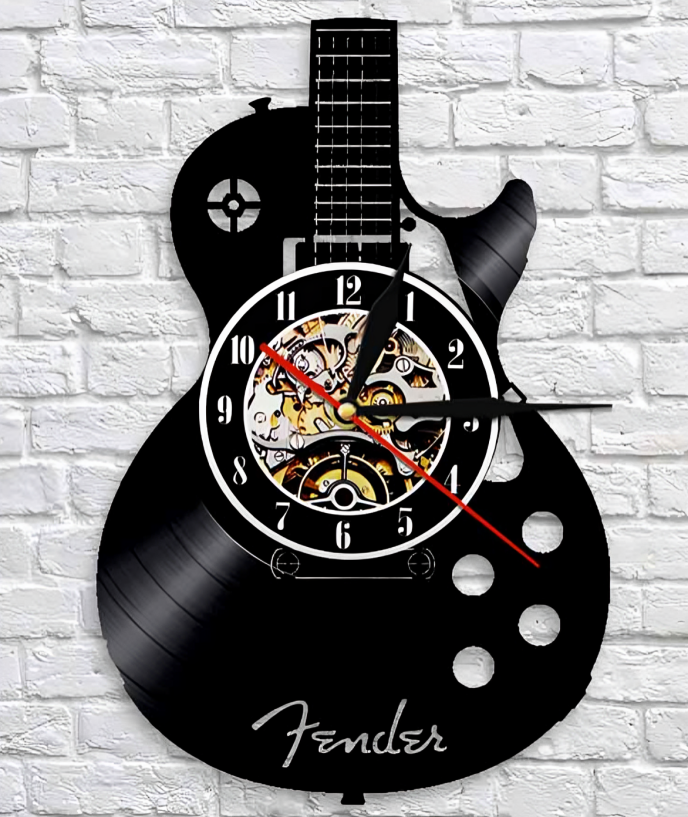 Guitar Vinyl Record Wall Clock - Unique Design for Music Lovers