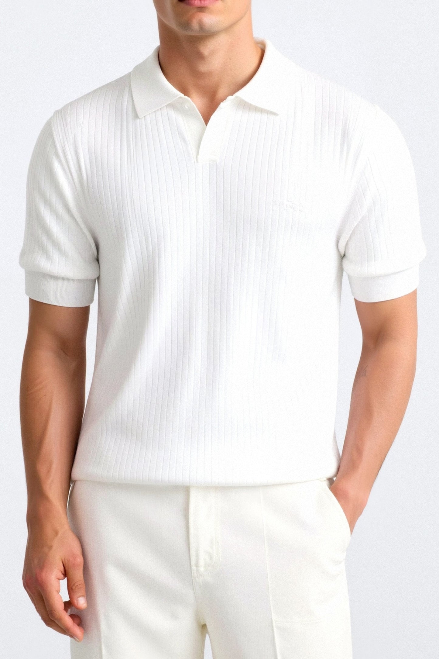 Image of Guy | Men's Ribbed Short Sleeve Polo Shirt
