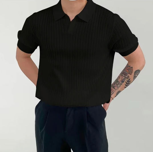 Image of Guy | Men's Ribbed Short Sleeve Polo Shirt