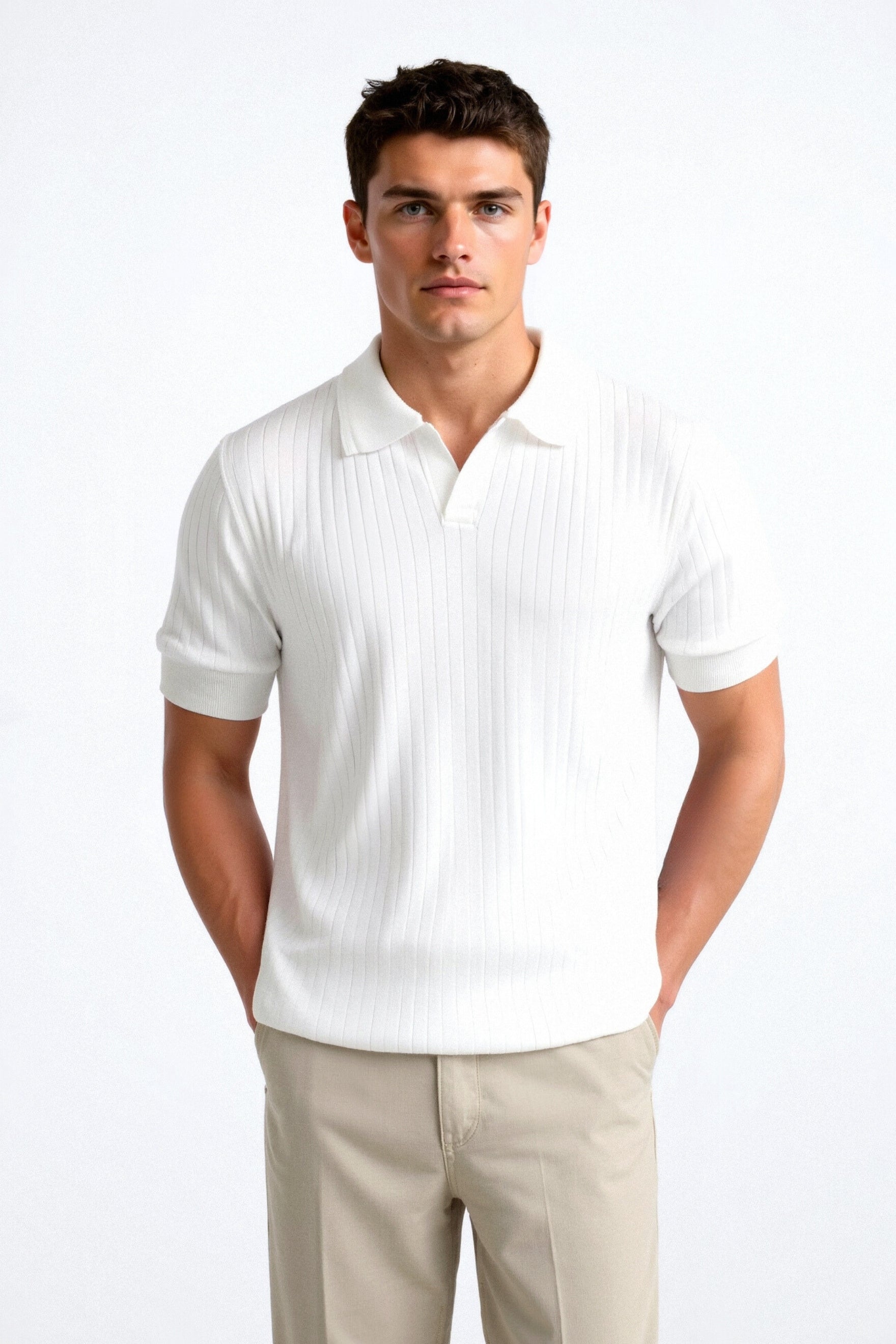 Image of Guy | Men's Ribbed Short Sleeve Polo Shirt