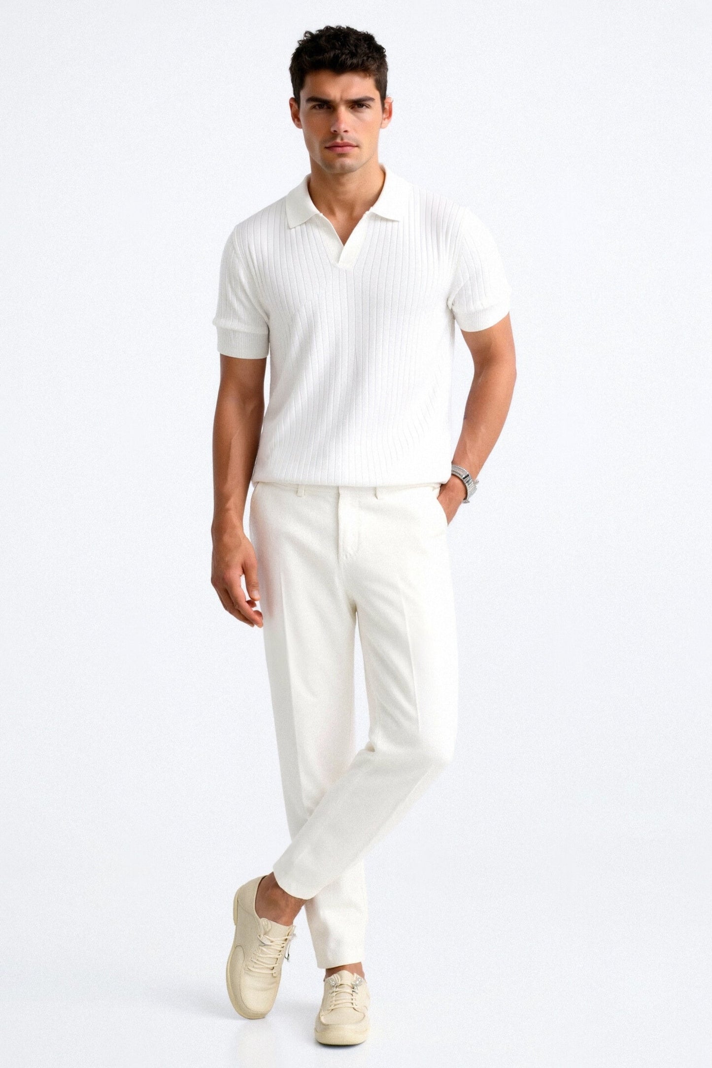 Image of Guy | Men's Ribbed Short Sleeve Polo Shirt