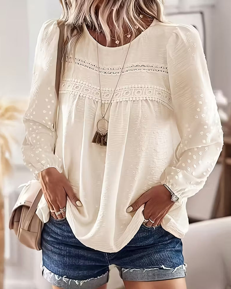 Image of Gwen | Women's Long Sleeve Lace Yoke Blouse