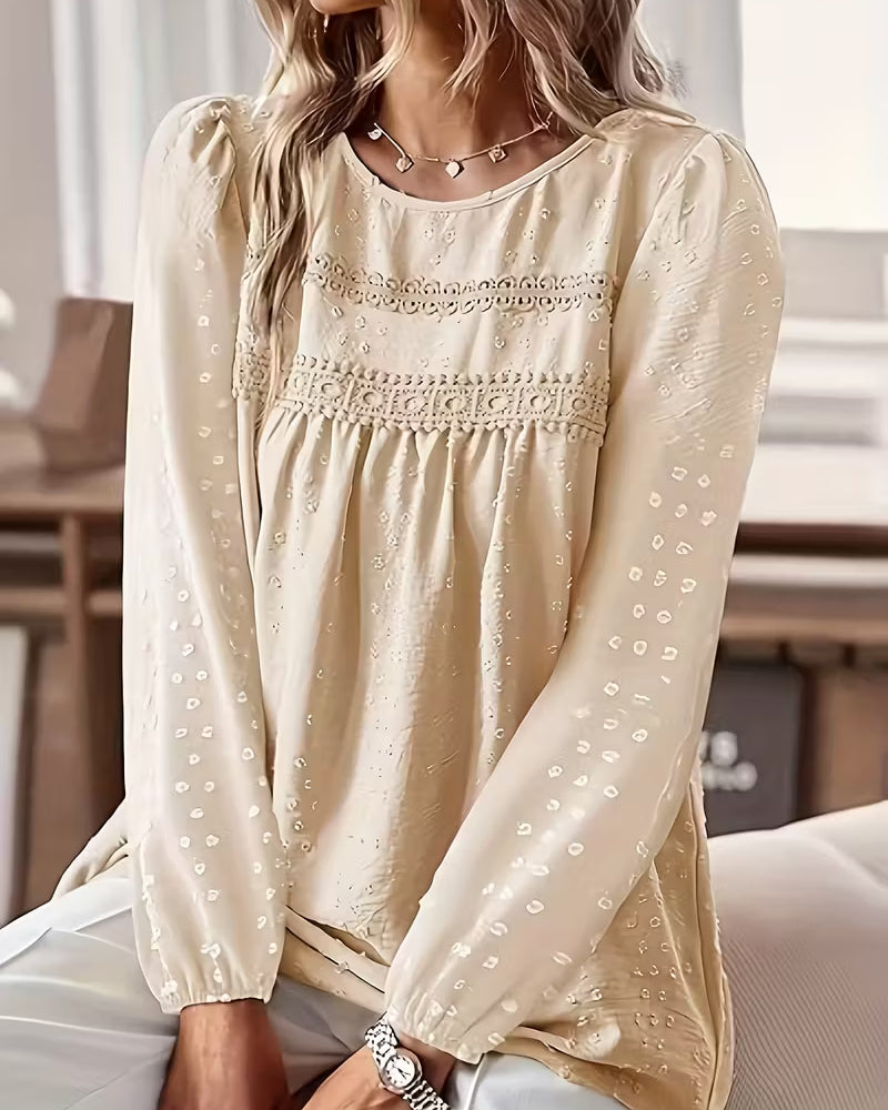 Image of Gwen | Women's Long Sleeve Lace Yoke Blouse