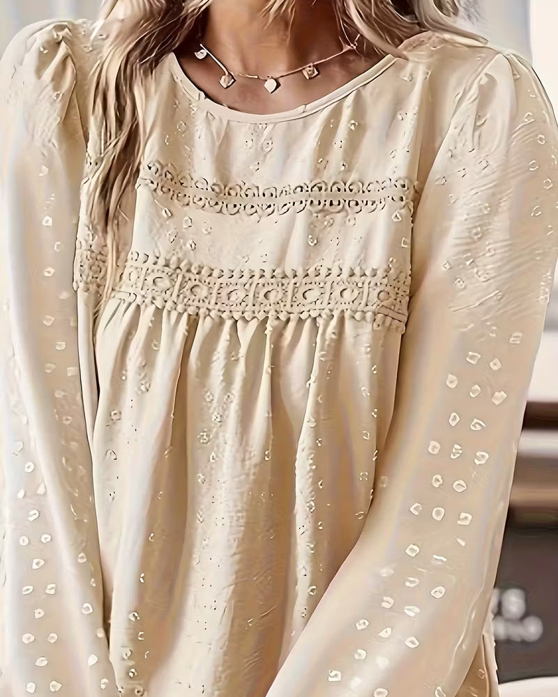 Image of Gwen | Women's Long Sleeve Lace Yoke Blouse