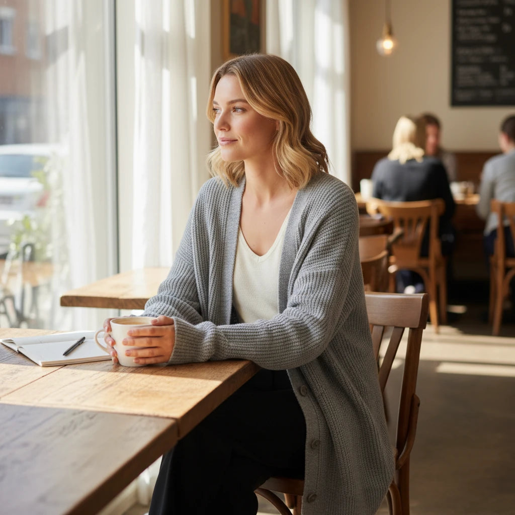 Oversized Ribbed Knit Cardigan for Women
