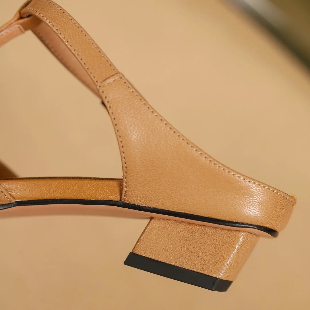Image of Hailey | Women's T-Strap Block Heel Mules