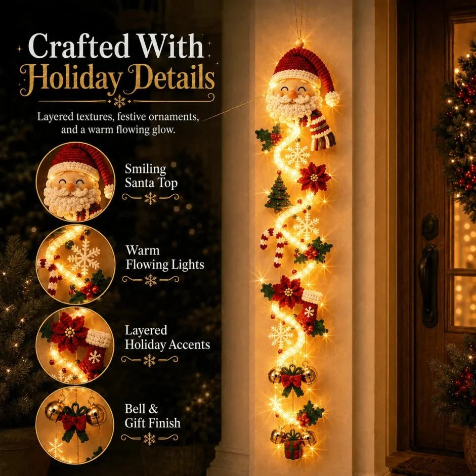 Handcrafted Christmas Door Hanger with 6 Festive Light Designs