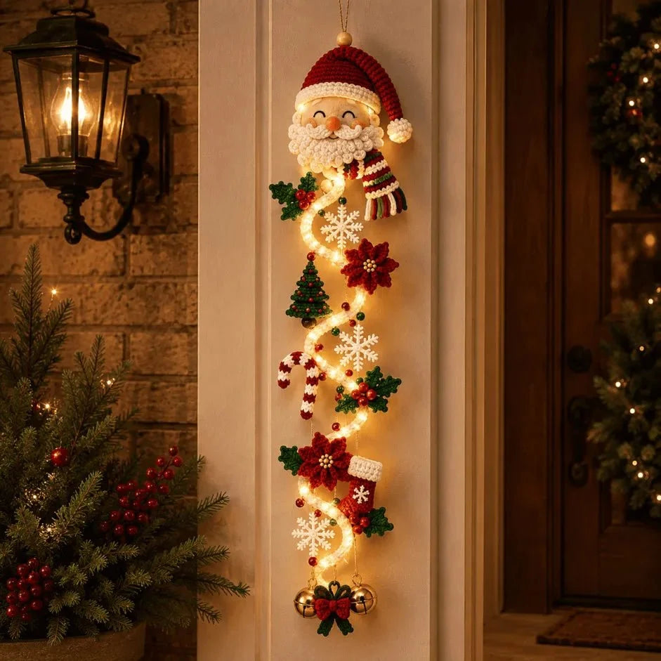 Handcrafted Christmas Door Hanger with 6 Festive Light Designs