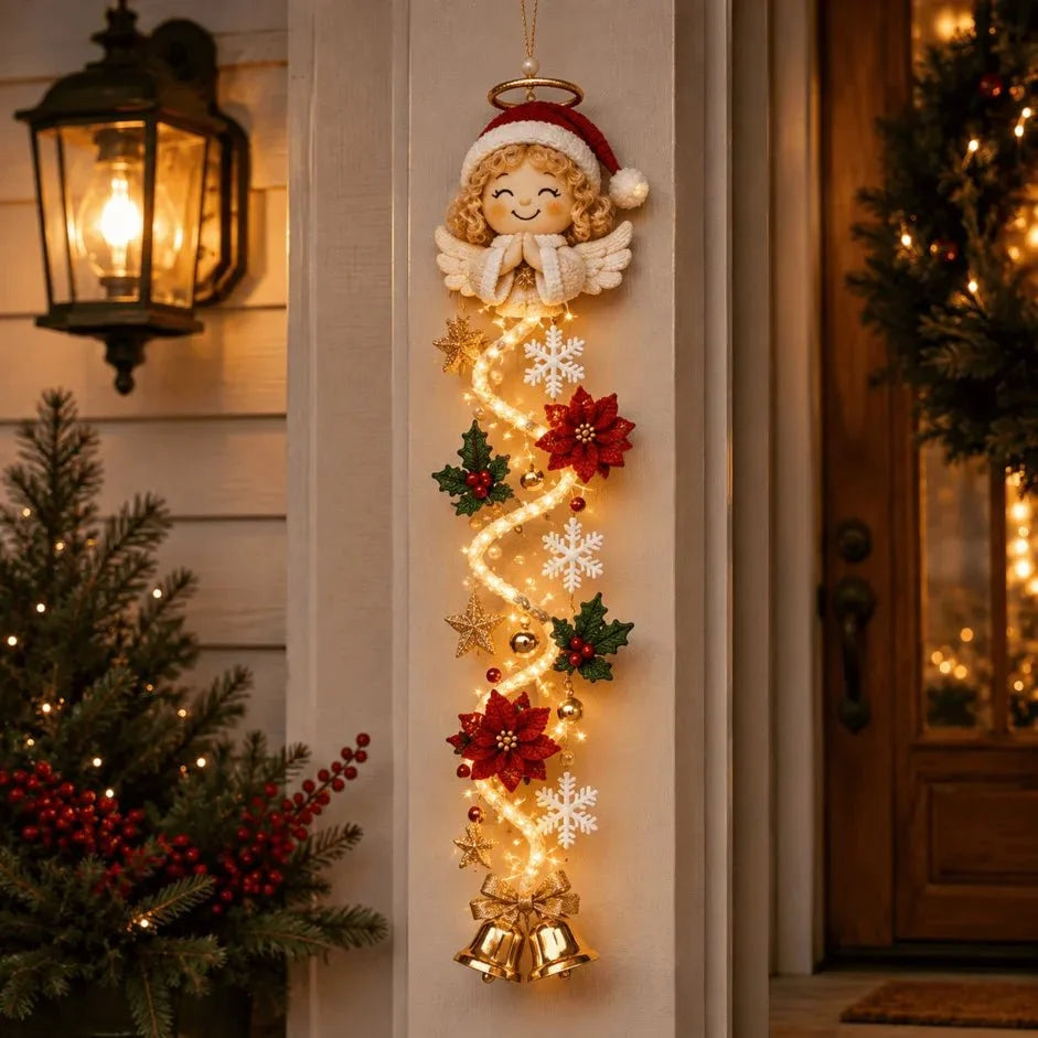 Handcrafted Christmas Door Hanger with 6 Festive Light Designs