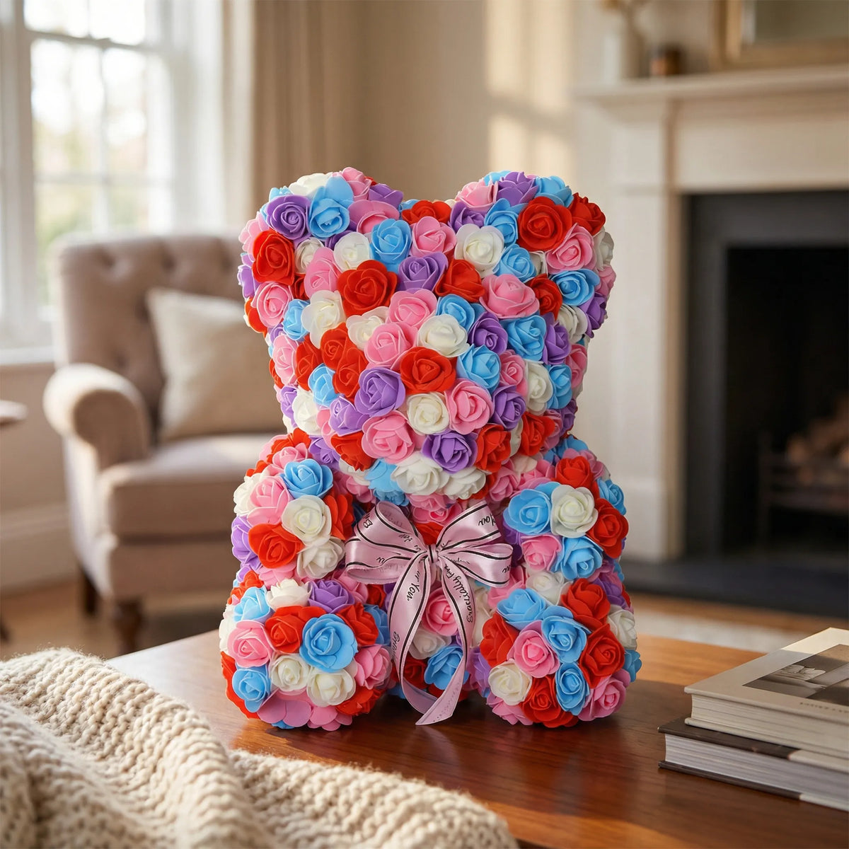 Handmade Artificial Rose Bear