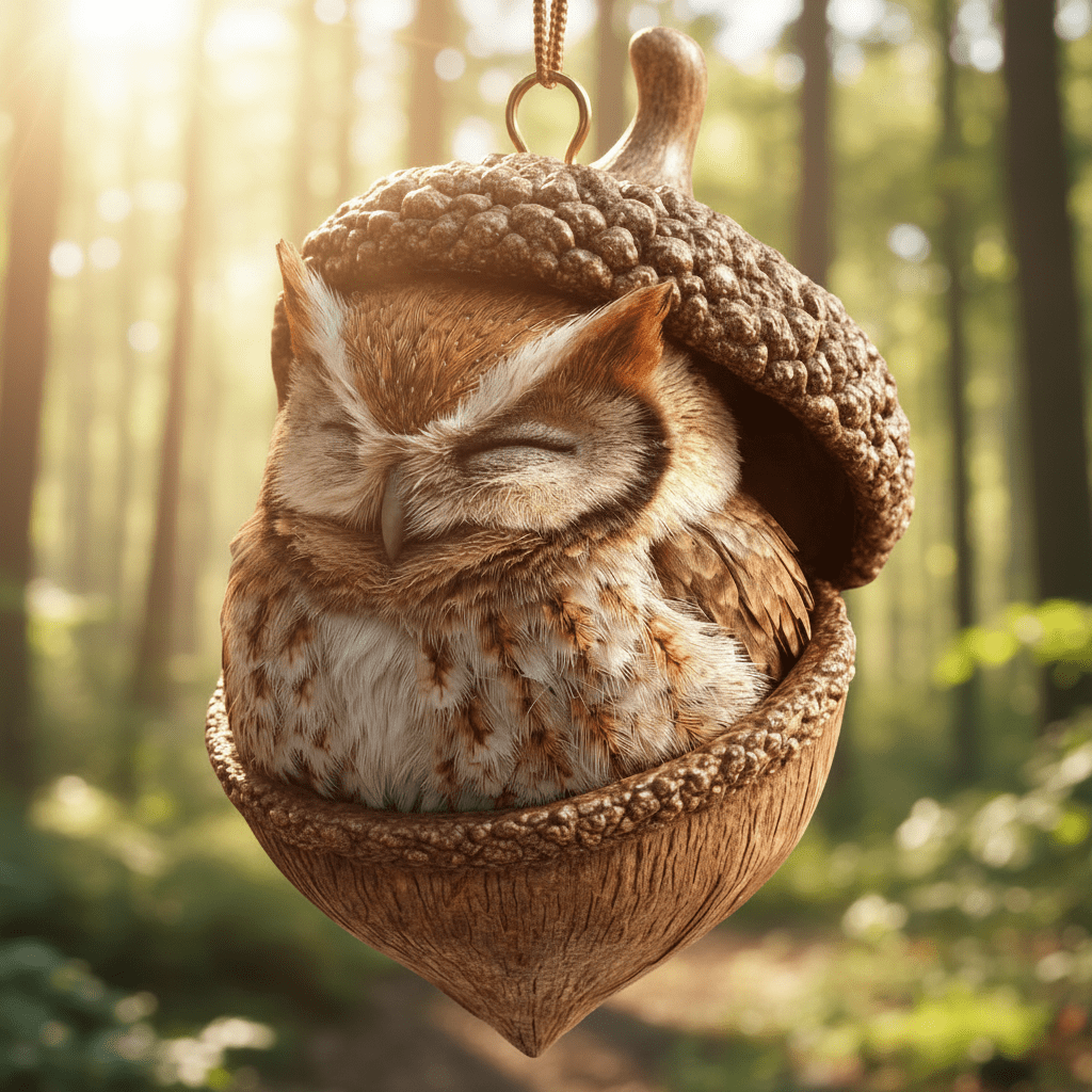 Handmade Christmas Tree Ornaments with Acorn and Woodland Animal Decorations