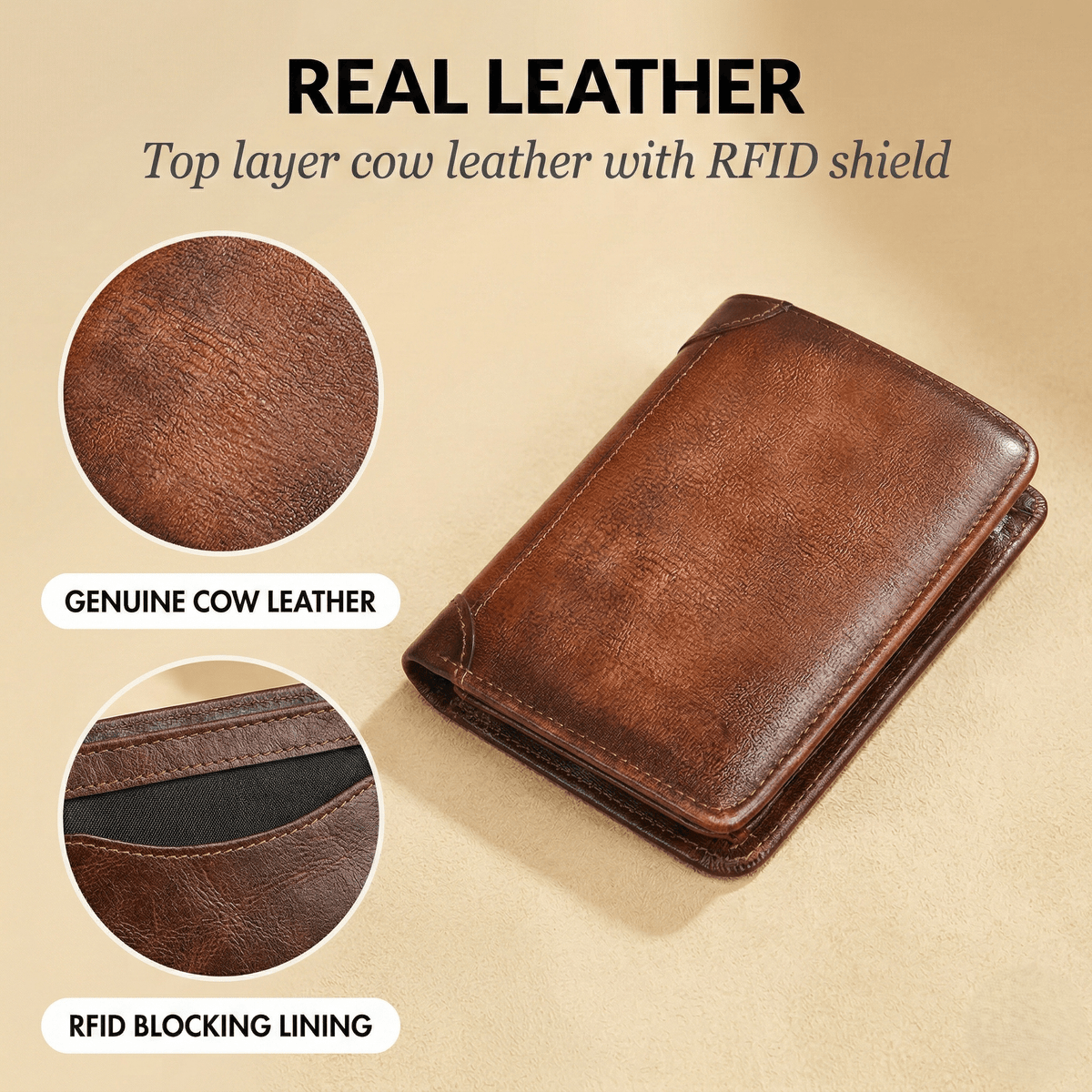 Handmade Genuine Leather RFID-Blocking Wallet