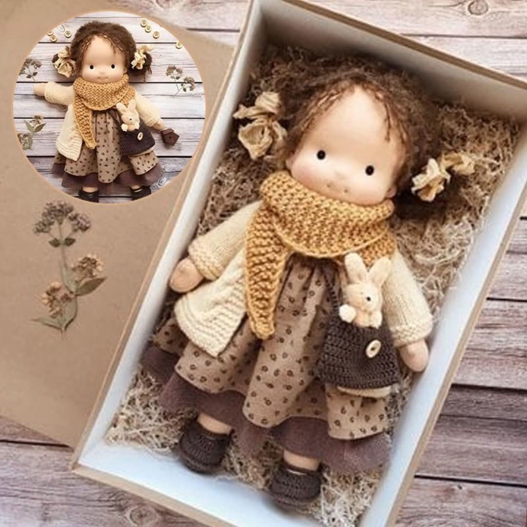 Handmade Waldorf Doll in Natural Materials - 30 cm