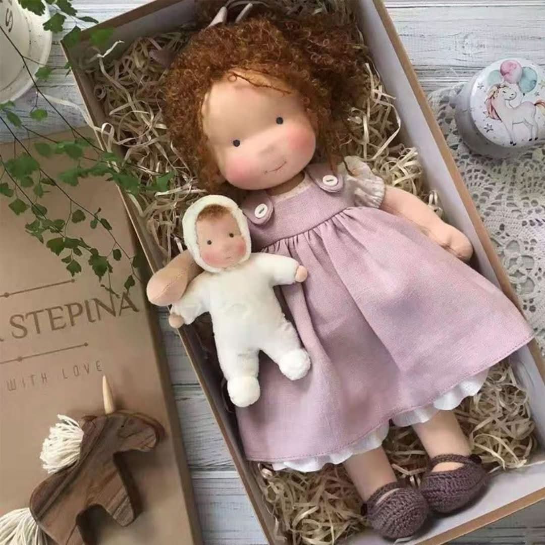 Handmade Waldorf Doll in Natural Materials - 30 cm