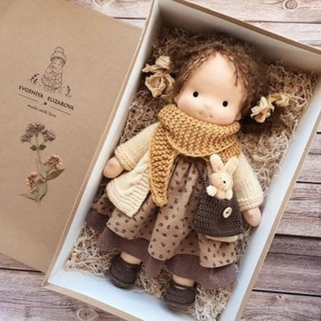 Handmade Waldorf Doll in Natural Materials - 30 cm