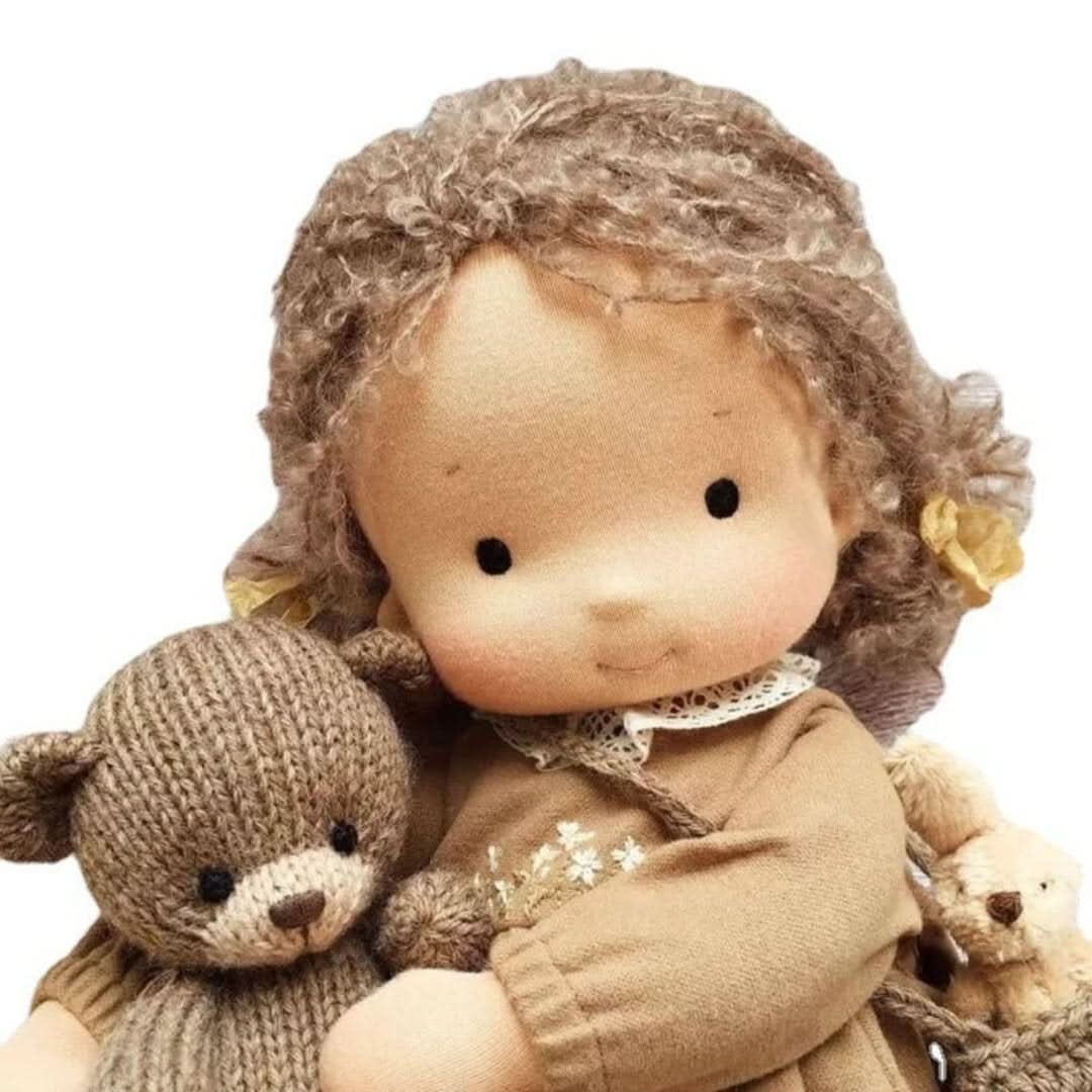 Handmade Waldorf Doll in Natural Materials - 30 cm