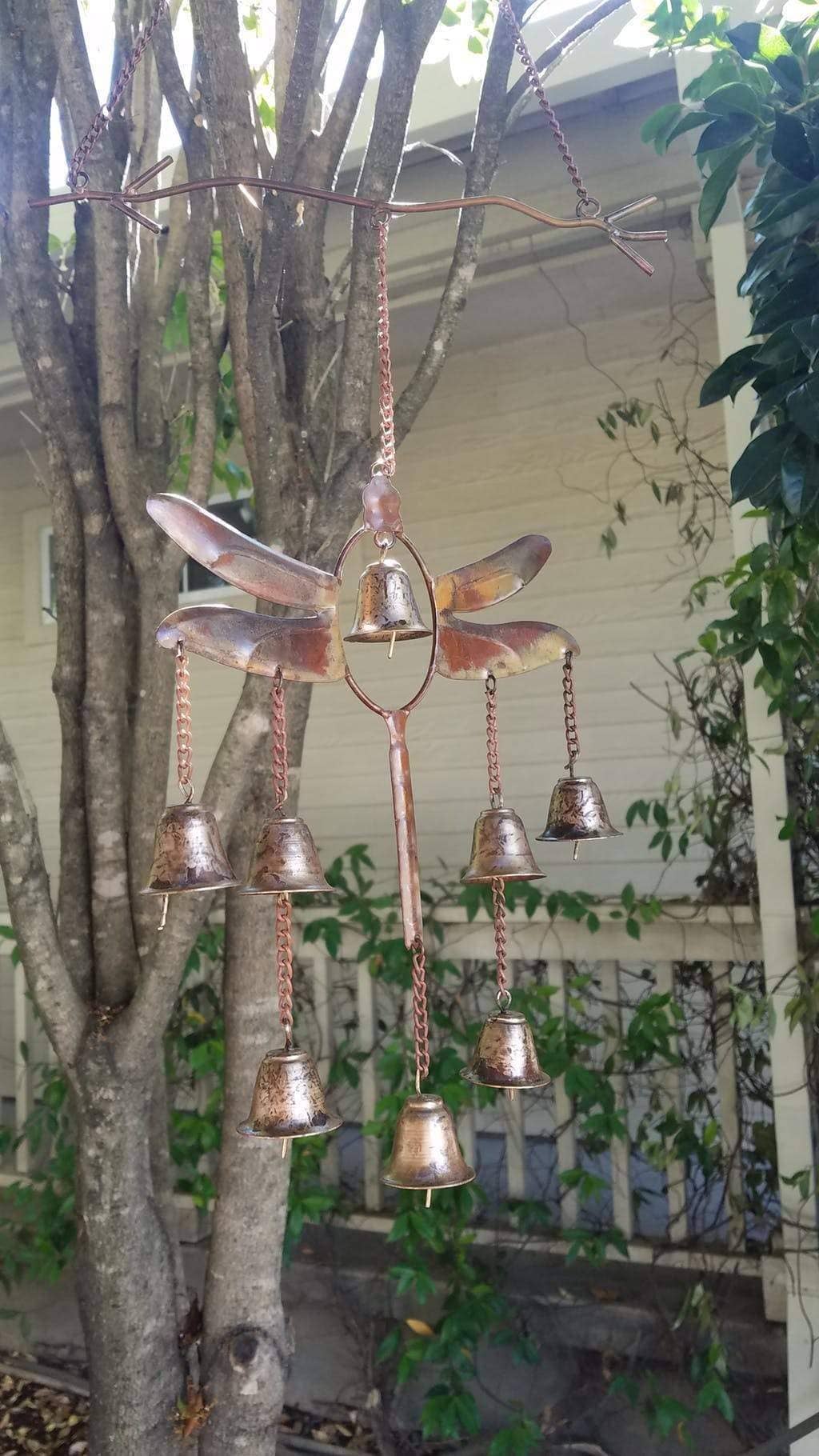 Handmade Wind Chime with Dragonfly and Bells