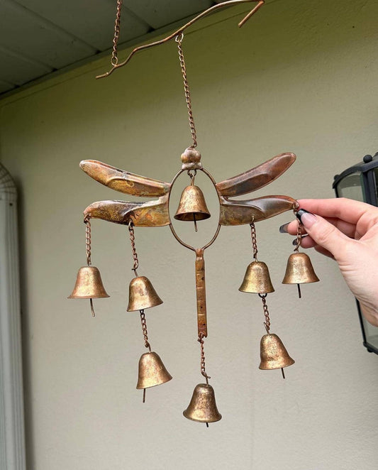 Handmade Wind Chime with Dragonfly and Bells