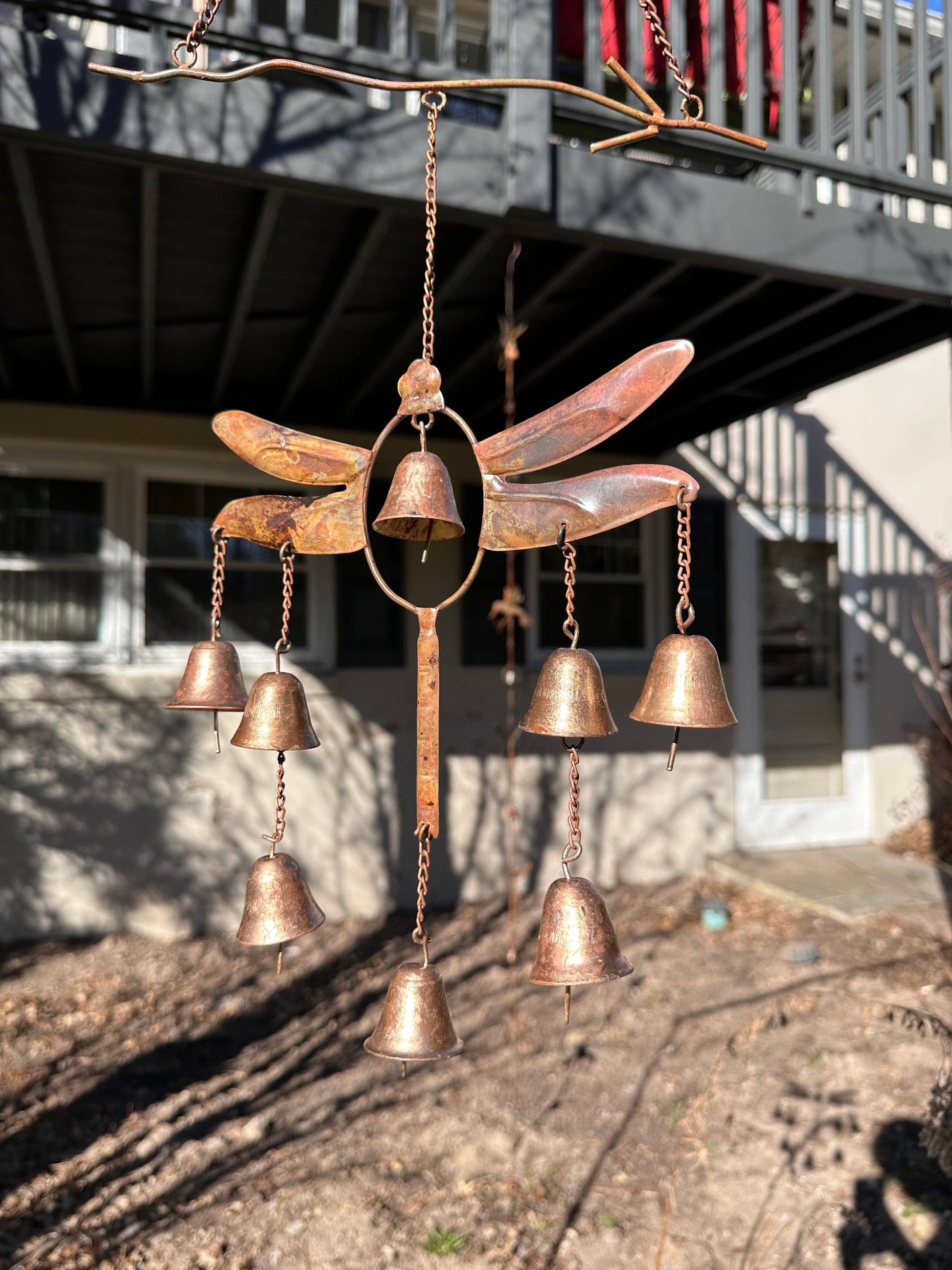 Handmade Wind Chime with Dragonfly and Bells