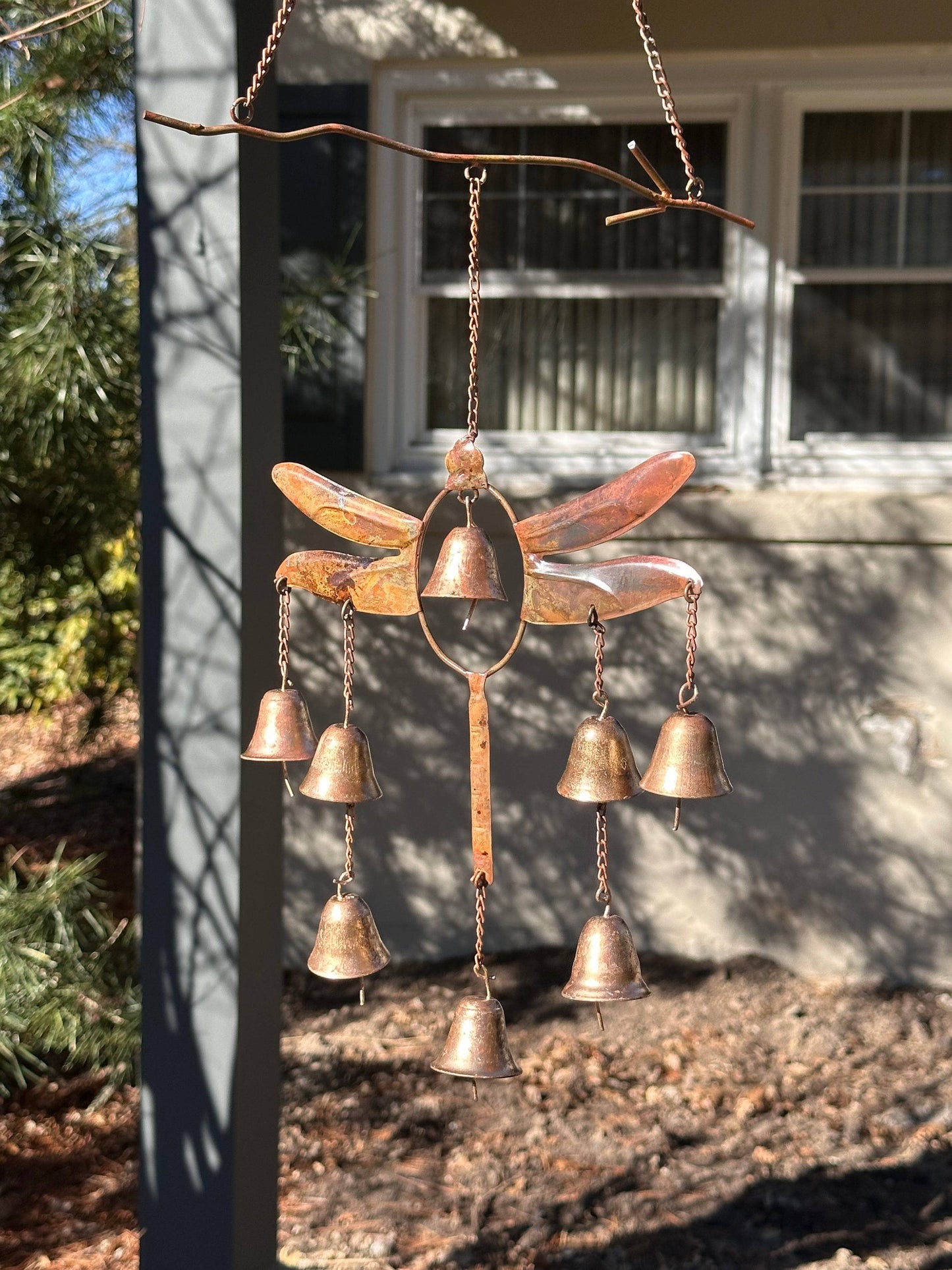 Handmade Wind Chime with Dragonfly and Bells