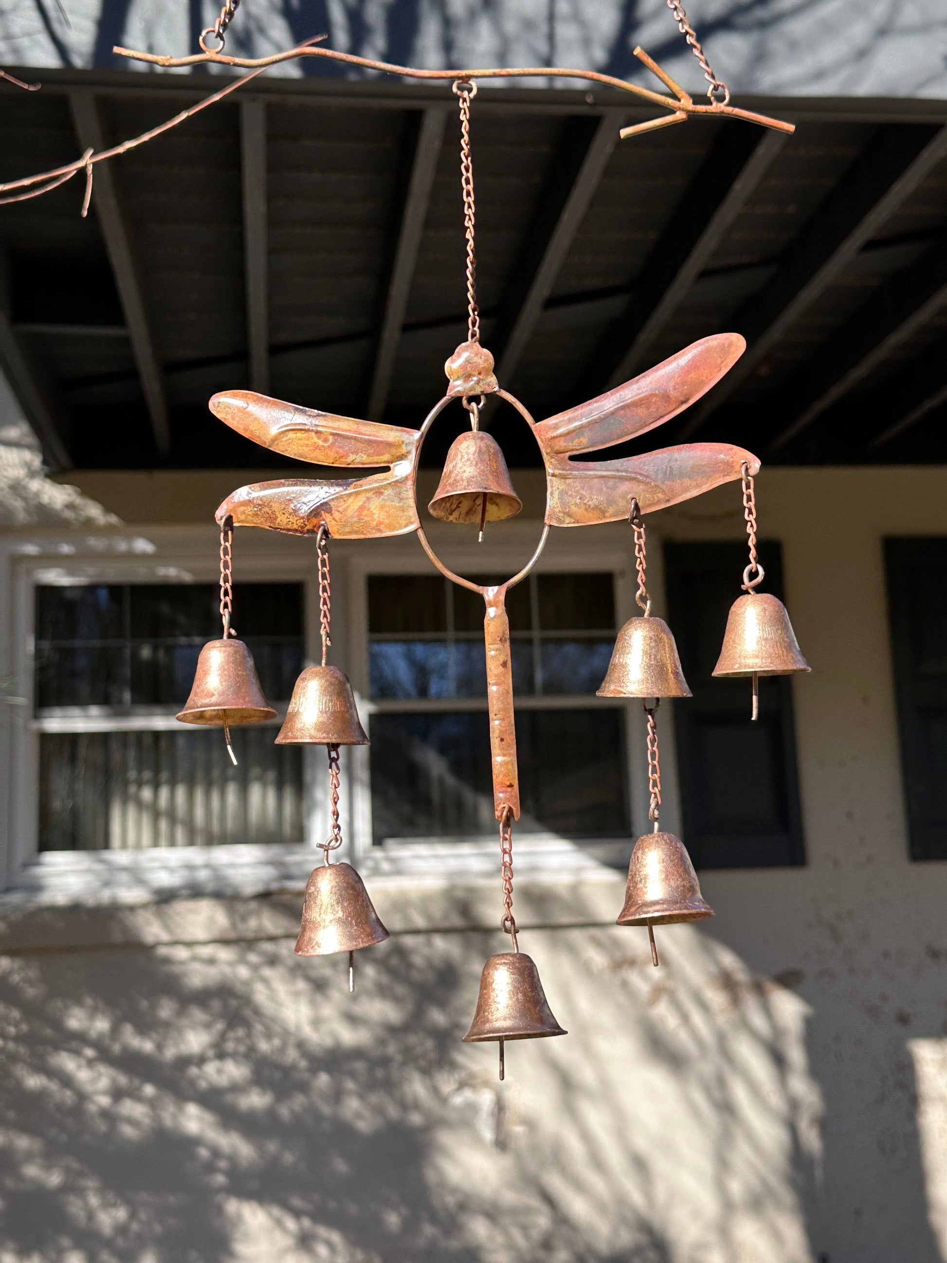 Handmade Wind Chime with Dragonfly and Bells