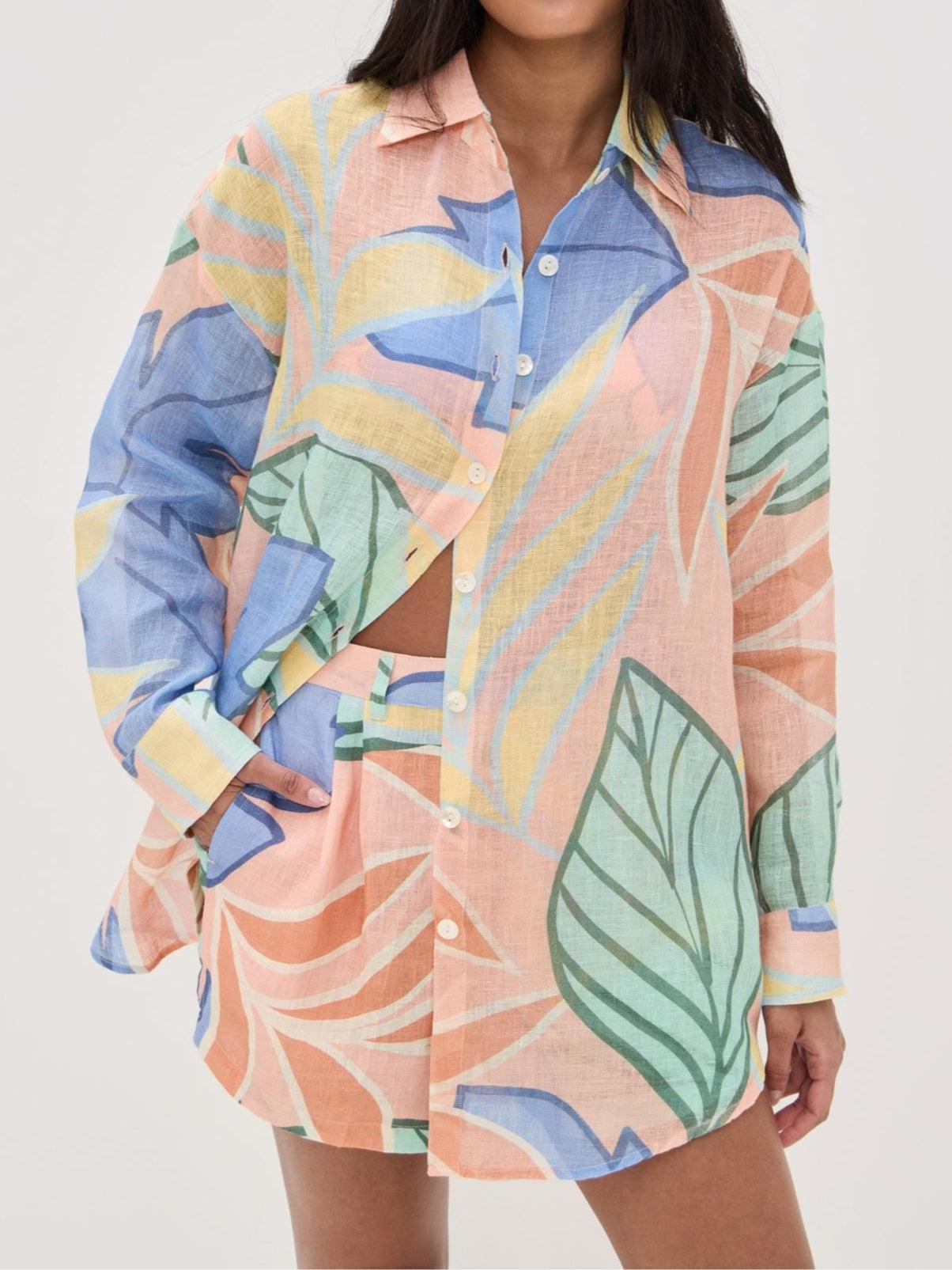 Image of Harmony | Women's Button-Down Floral Two-Piece Set