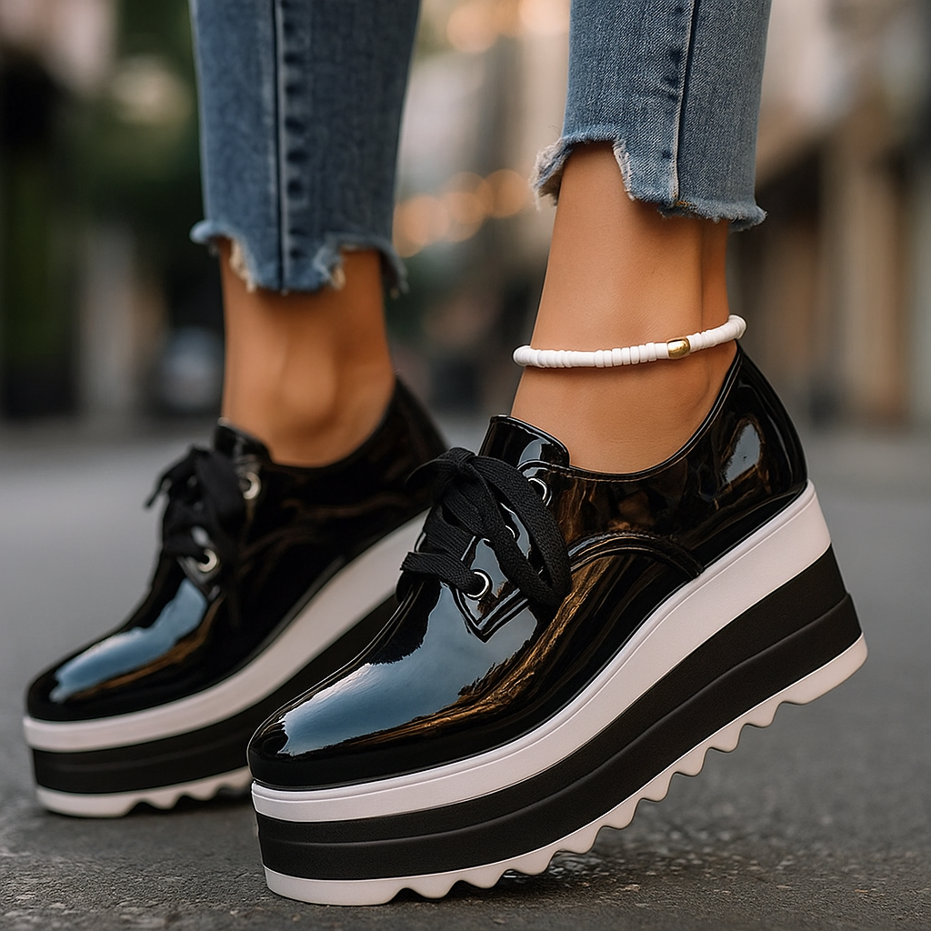 Image of Hazel | Women's Lace-Up Platform Shoes