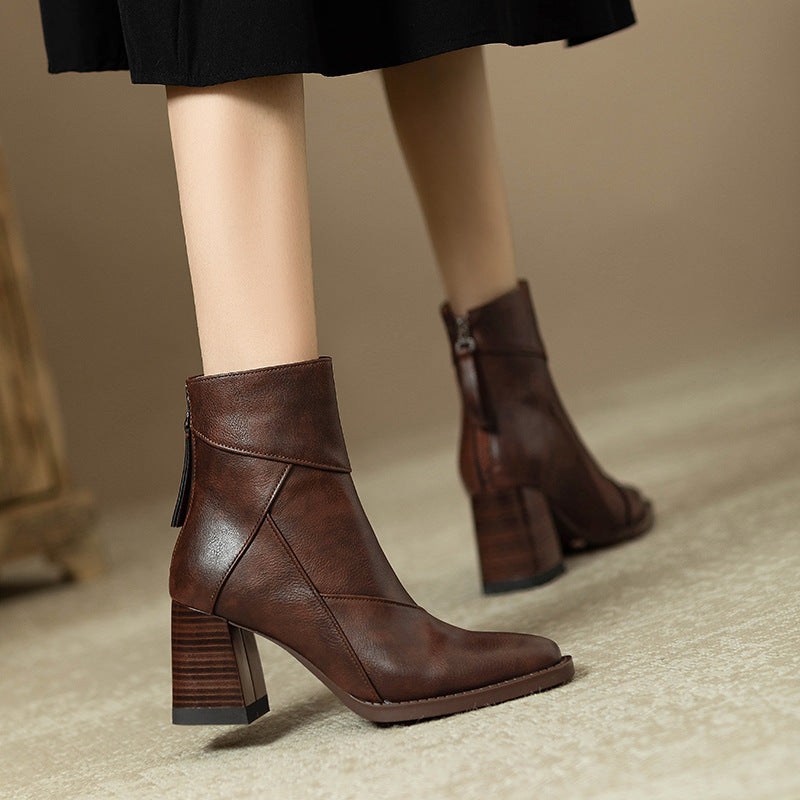 Image of Heather | Women's Block Heel Square Toe Ankle Boots