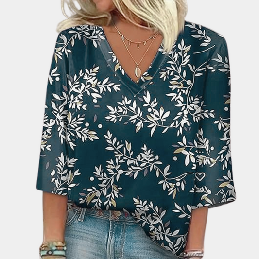 Image of Heather | Women's Floral V-Neck Blouse