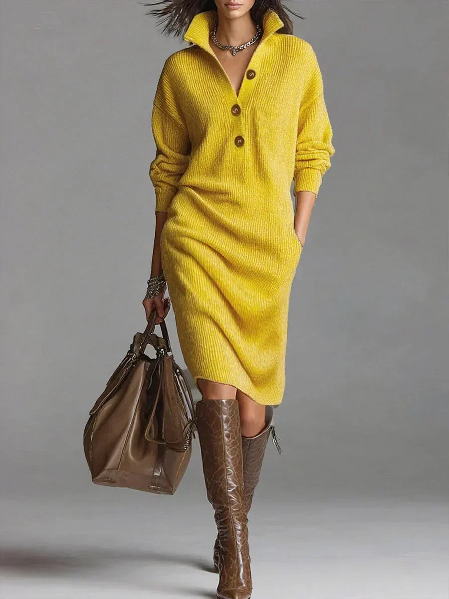 Image of Heather | Women's Long Sleeve Midi Sweater Dress