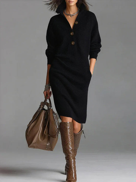 Image of Heather | Women's Long Sleeve Midi Sweater Dress