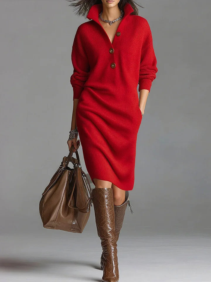 Image of Heather | Women's Long Sleeve Midi Sweater Dress