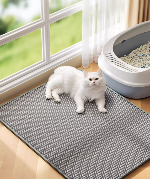 Heavy-Duty Waterproof Dual-Layer Litter Mat Floor Protector