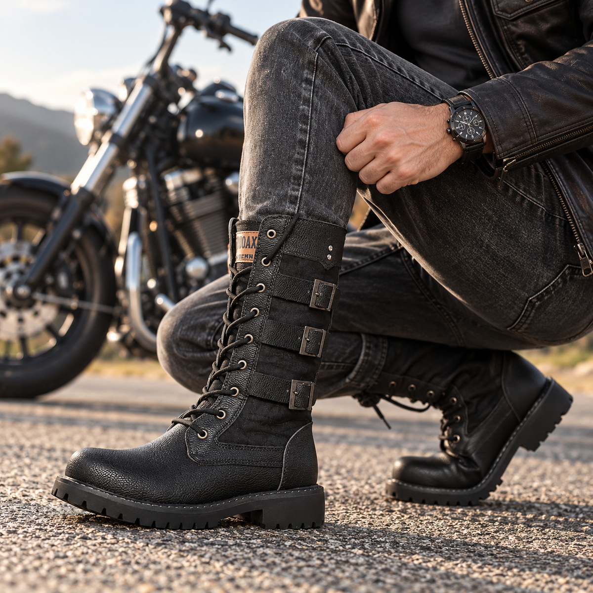 High-Top Motorcycle Boots