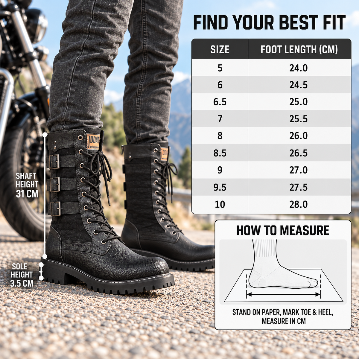 High-Top Motorcycle Boots