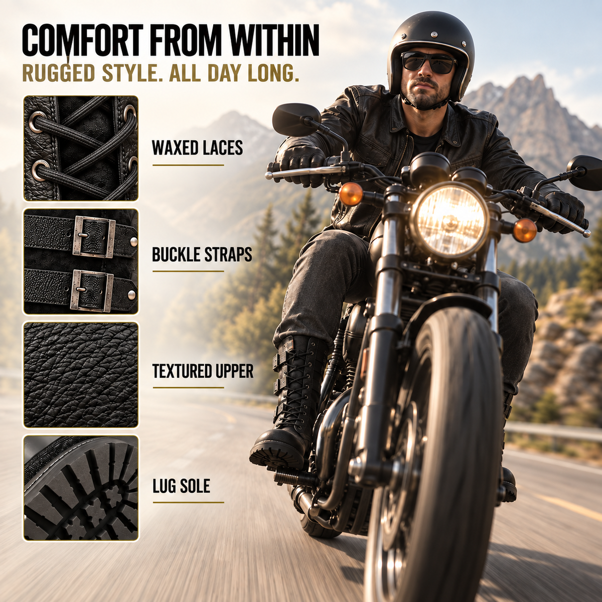High-Top Motorcycle Boots
