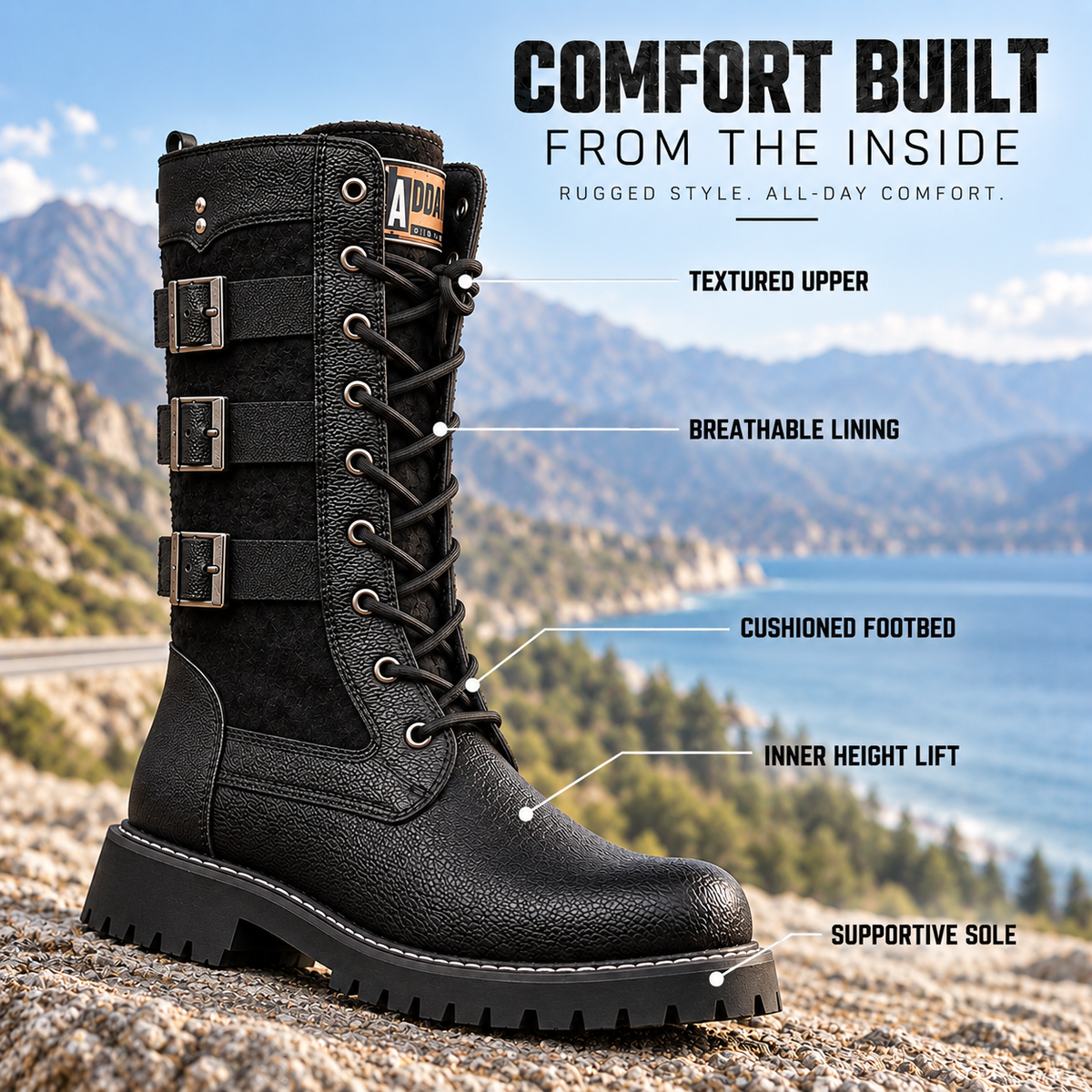 High-Top Motorcycle Boots