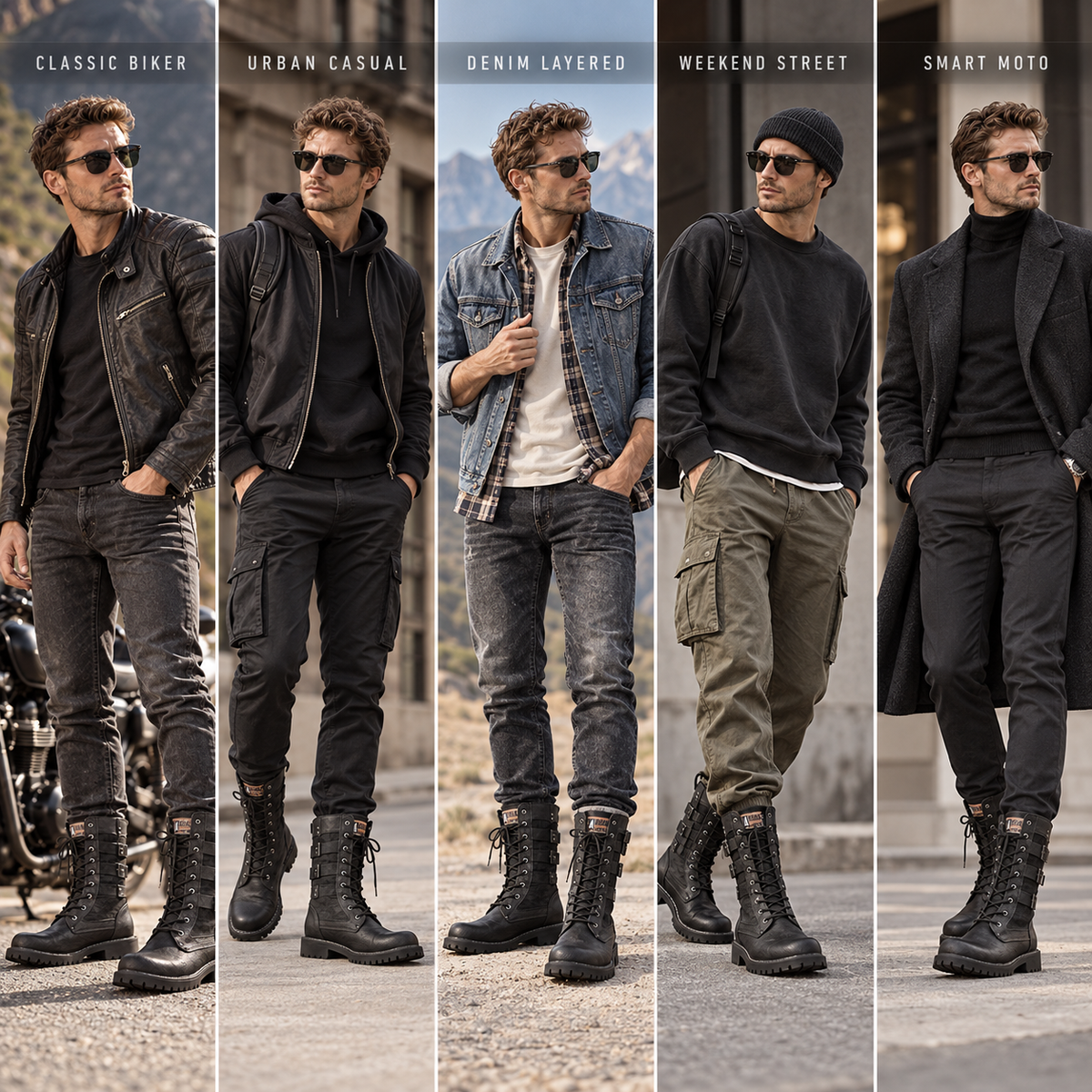High-Top Motorcycle Boots