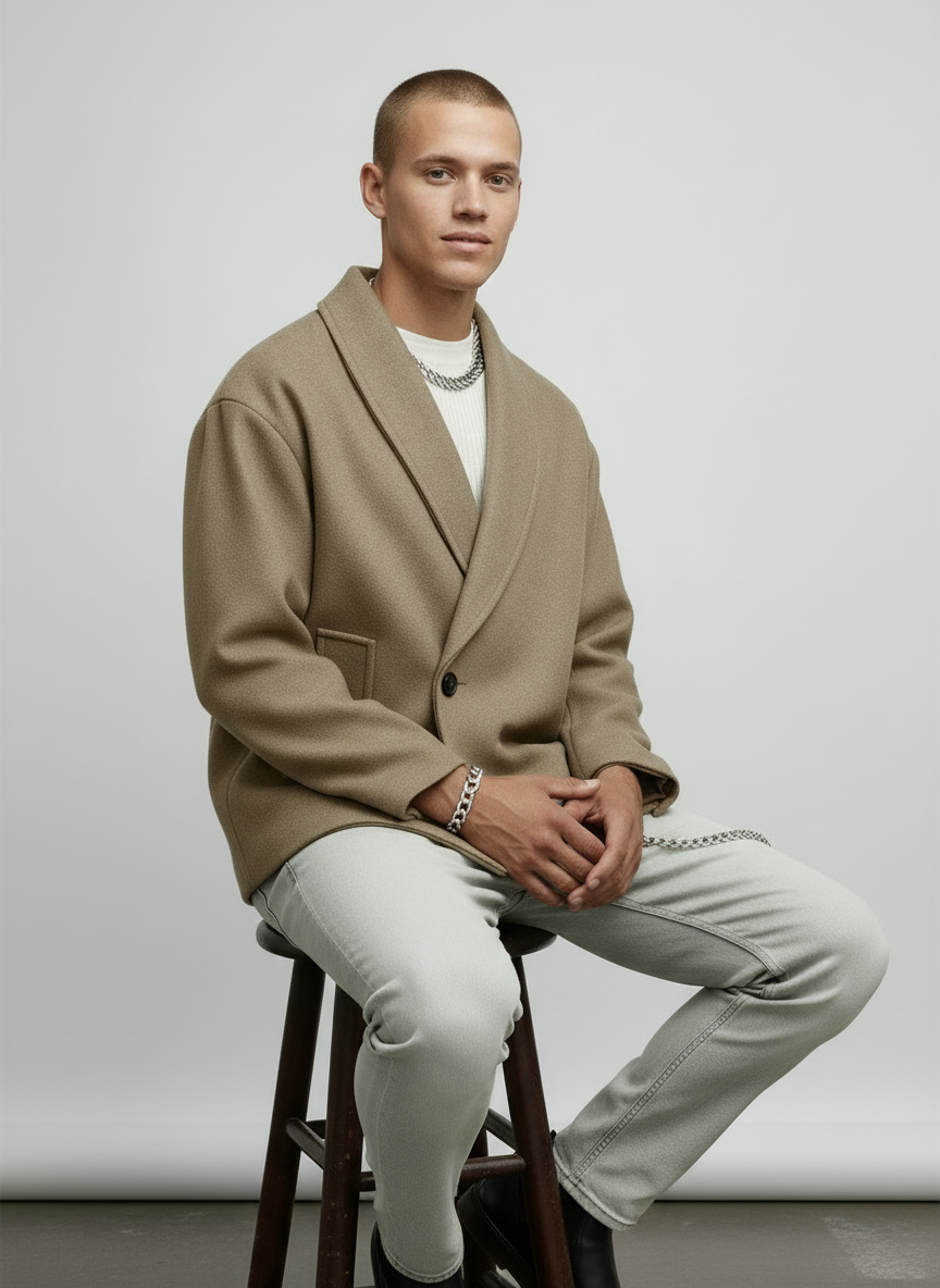 Image of Ian | Men's Shawl Collar Relaxed Fit Jacket