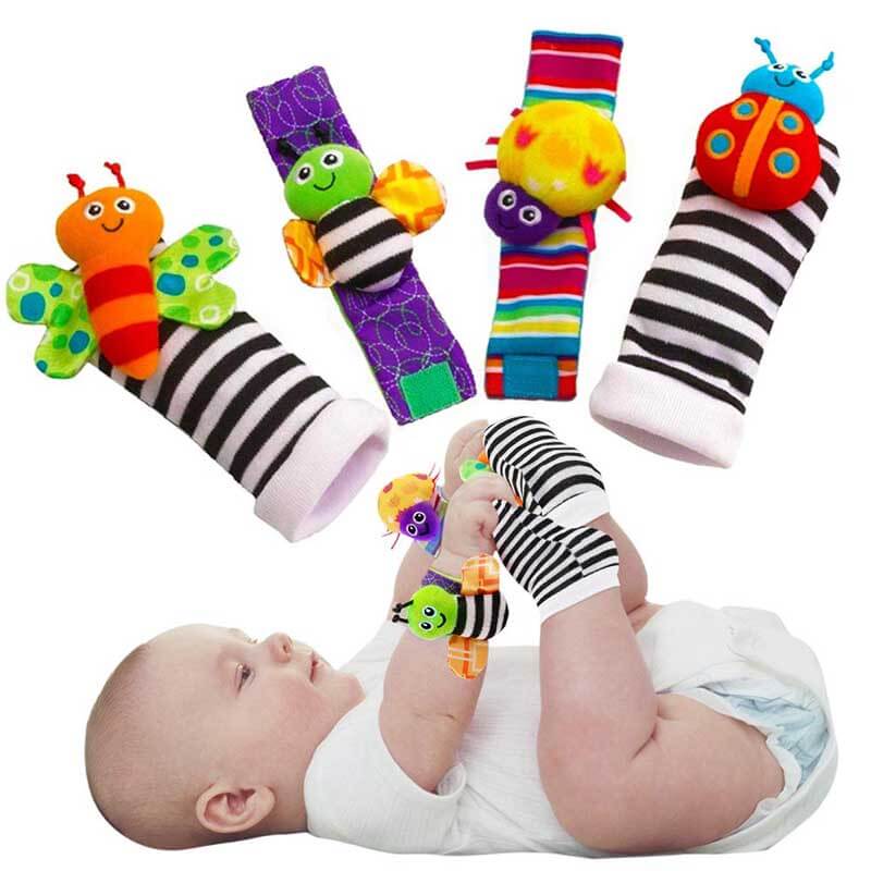 Infant Soft Rattle Socks & Wrist Rattles Set