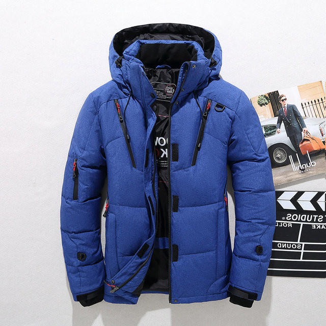 Insulated Duck Down Winter Zip Jacket with Removable Hood