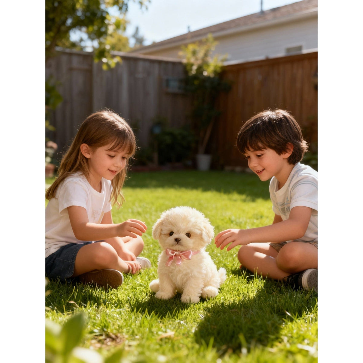 Interactive Plush Toy Dog in Sitting Pose with Sounds and Movement