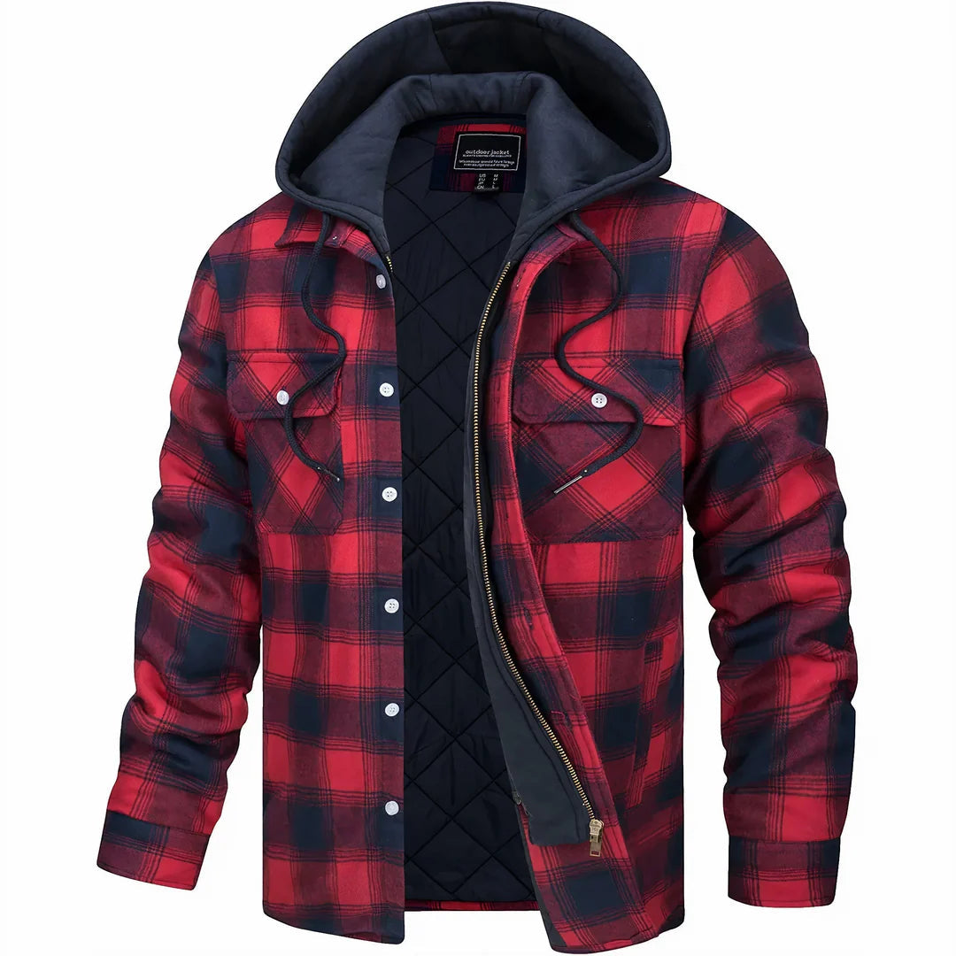 Image of Ivan | Men's Hooded Plaid Jacket