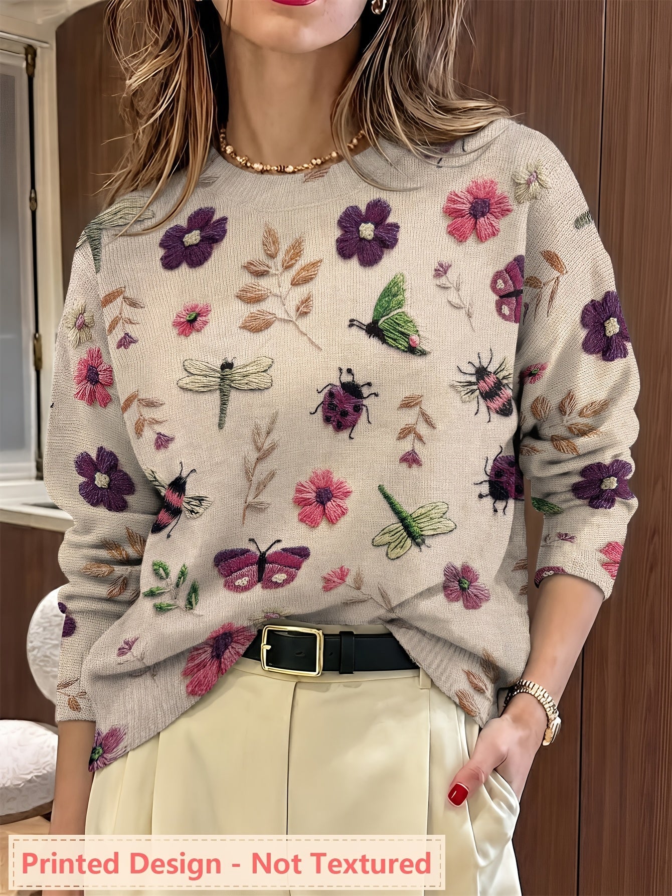Image of Jacqueline | Women's Long Sleeve Printed Sweater