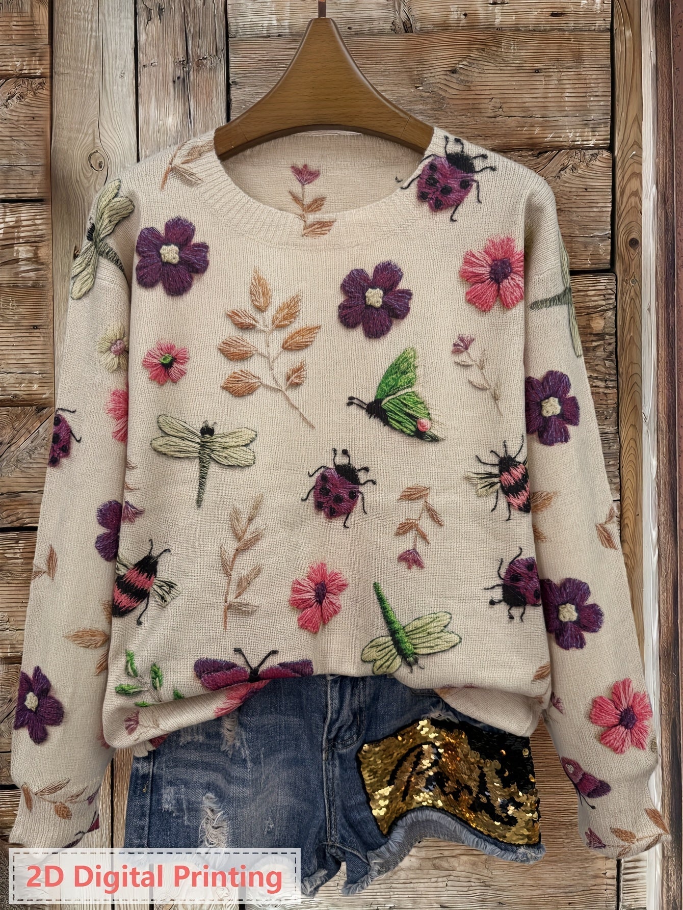 Image of Jacqueline | Women's Long Sleeve Printed Sweater