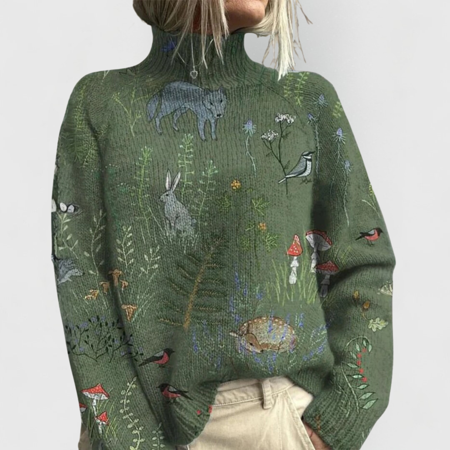 Image of Jade | Women's Turtleneck Printed Sweater