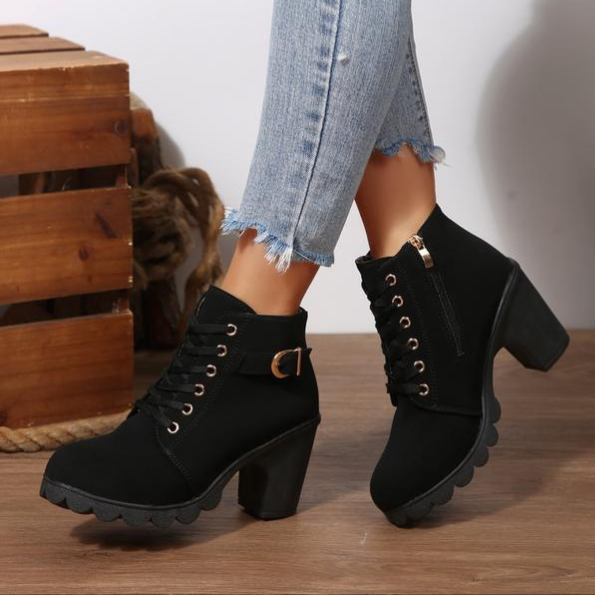 Image of Jane | Women's Lace-Up Heeled Ankle Boots