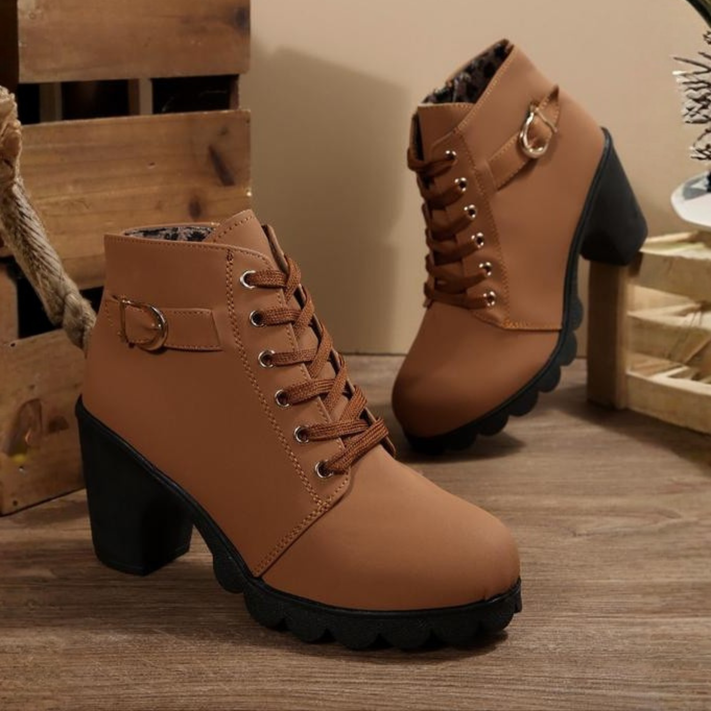 Image of Jane | Women's Lace-Up Heeled Ankle Boots