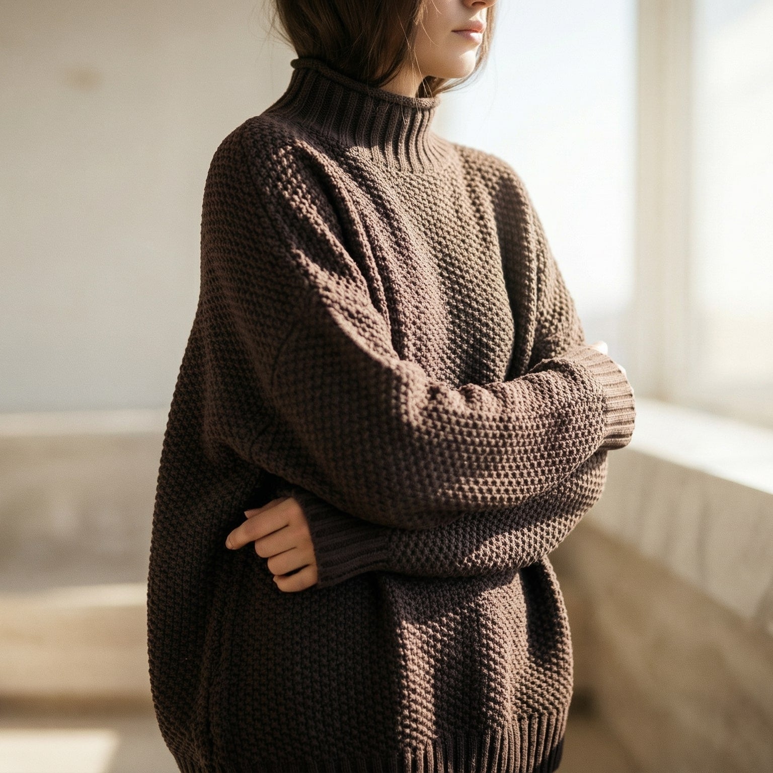 Image of Janine | Women's Mock Neck Long Sleeve Sweater